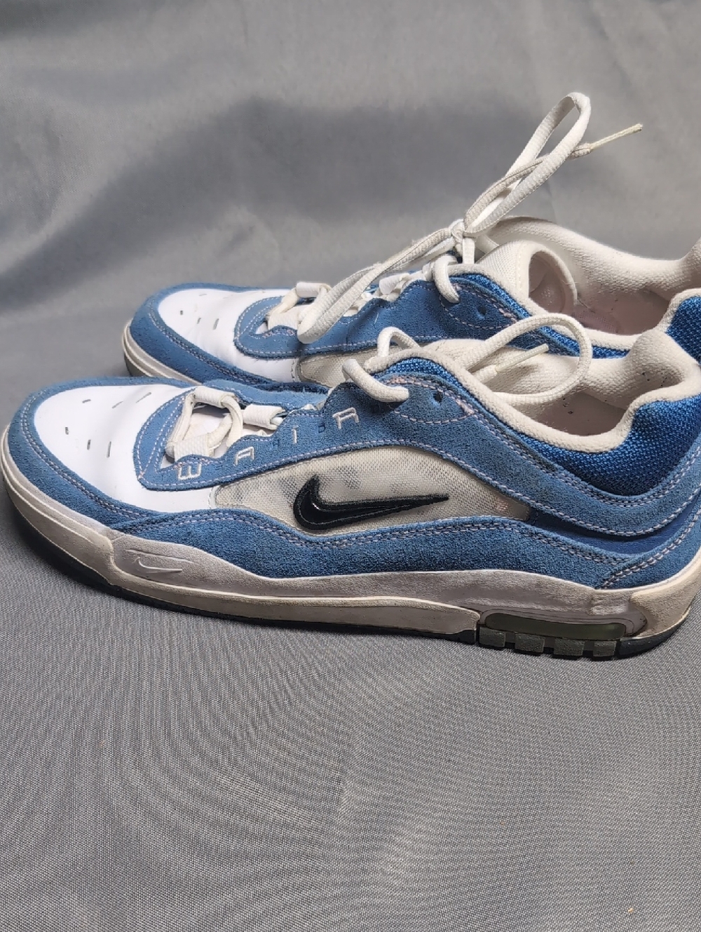 Nike Men’s Sneakers - White & Light Blue with Black Swoosh